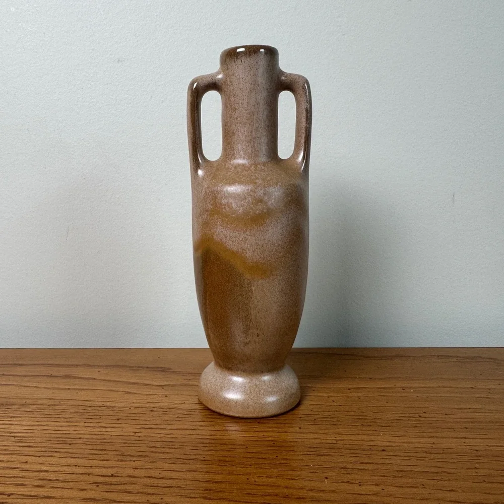 Frankoma Bud Vase‎ Ceramic Small Brown Specks MCM Vintage